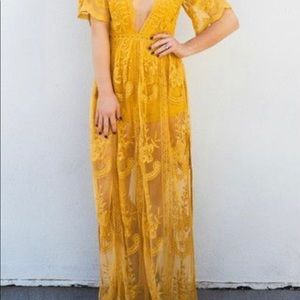 Yellow lace dress Nordstrom